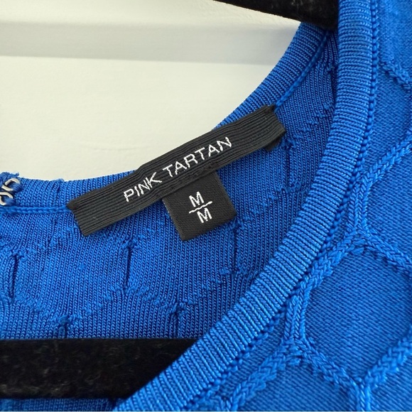 Pink Tartan cobalt blue sleeveless knit midi dress - Medium - Picture 5 of 6